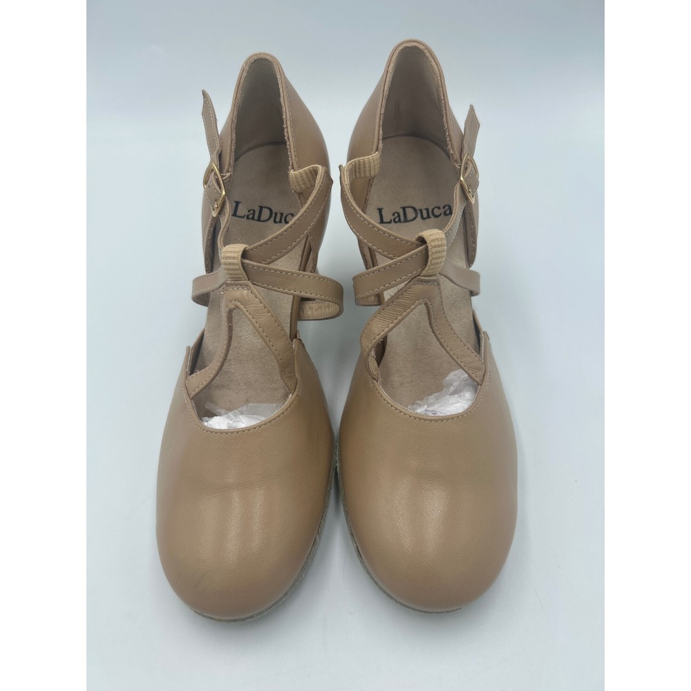 LaDuca Alexis Tan Leather Soft Sole Character Dance Heels Size 35 Made in Italy - Picture 6 of 9